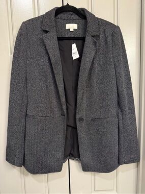 LOFT Black & White Blazer Size 6 NWT Classic Career Jacket